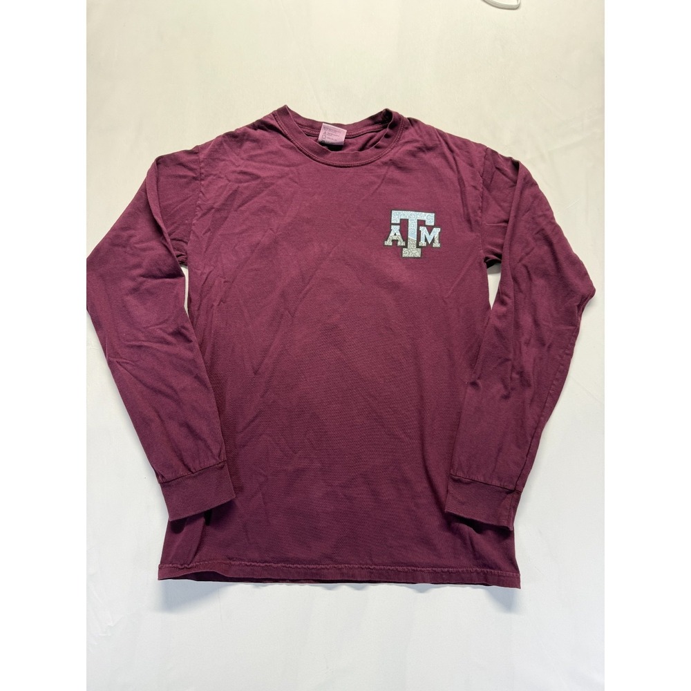 Texas A&M Aggies T Shirt Mens Small Burgundy Comfort Colors Football NFL Graphic